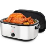 Aroma ART-712SBH 22 Quart Electric Roaster Oven with High-Dome & Self-Basting Lid, Stainless Steel