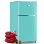 Wanai Compact Refrigerator 3.2 CU.FT Classic Retro Refrigerator 2 Door Mini Refrigerator Adjustable Remove Glass Shelves Refrigerator Suitable for