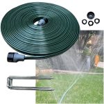 Watoo 2024 50 ft Flat Sprinkler Hose for Lawn Watering Garden Soaker Hose with Holes, Heavy Duty Lightweight No-Kink Water Hose with Stakes,