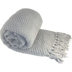 Tweed Knitted Throw Blanket Silver