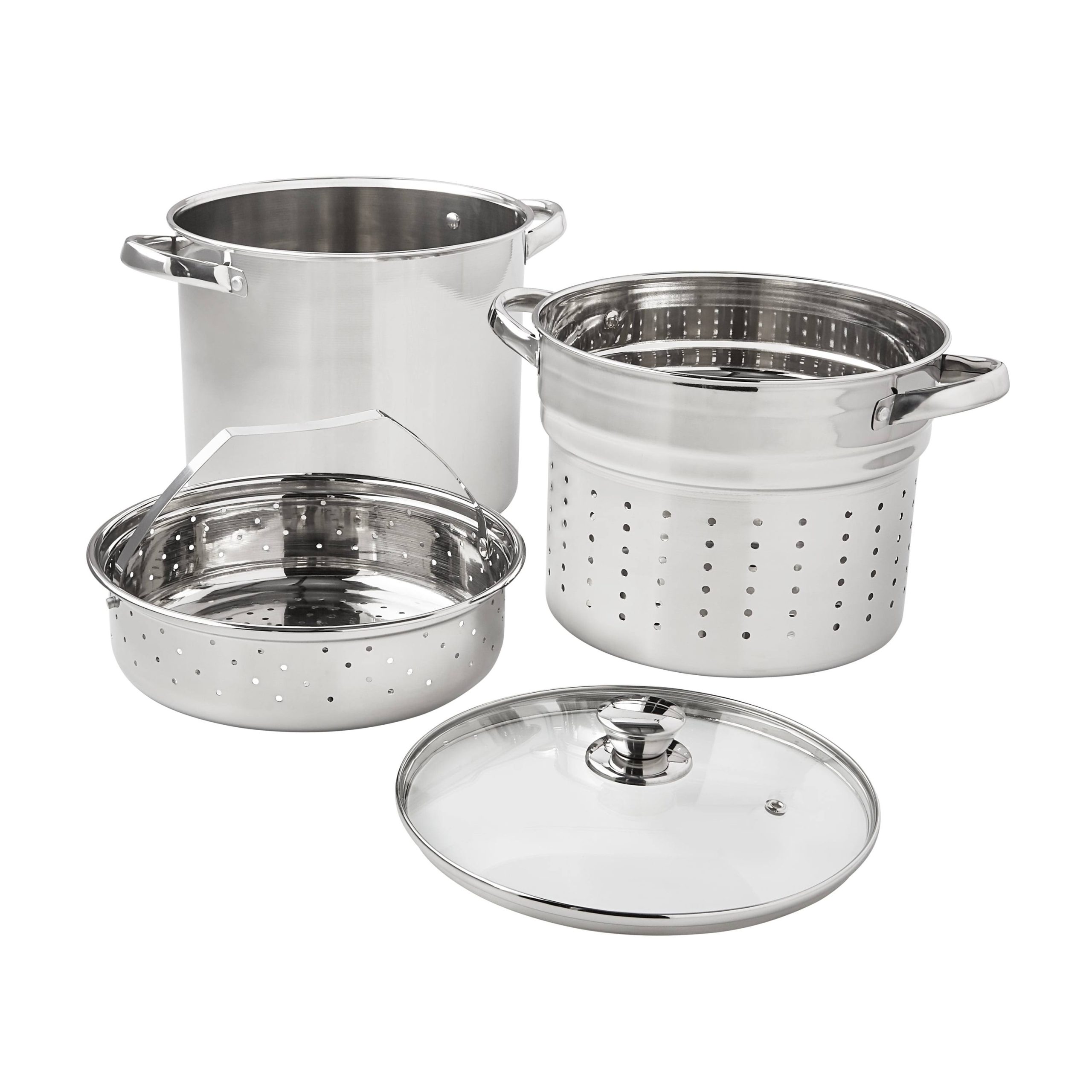16bda73a610c6e2fa6d49ad973d94cc78360640051fb3fc57ca9677426513d26.jpg Mainstays Stainless Steel Multi-Cooker with Glass Lid - 8 qt - Image 1