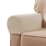 Subrtex Spandex Stretch Fabric Armrest Covers Anti-Slip Furniture Protector Sofa Armchair Slipcovers for Recliner Sofa Set of 2 with Free Twist Pins
