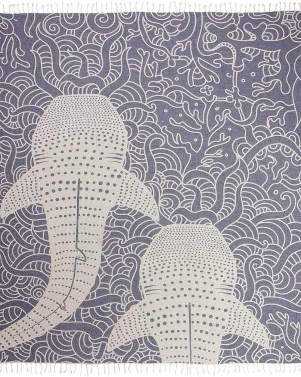 16dbc09f0fcbf4655f79cfa5634d243c890af2cf955cdb2a2ff47d996c9623a8.jpg Sand Cloud Whale Shark XL - Sand Free, Sand Resistant, Sandless Extra Large Turkish Beach Towel - Image 1