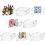 mDesign Kitchen Cabinet Plastic Lazy Susan Storage Organizer Bins with Clear