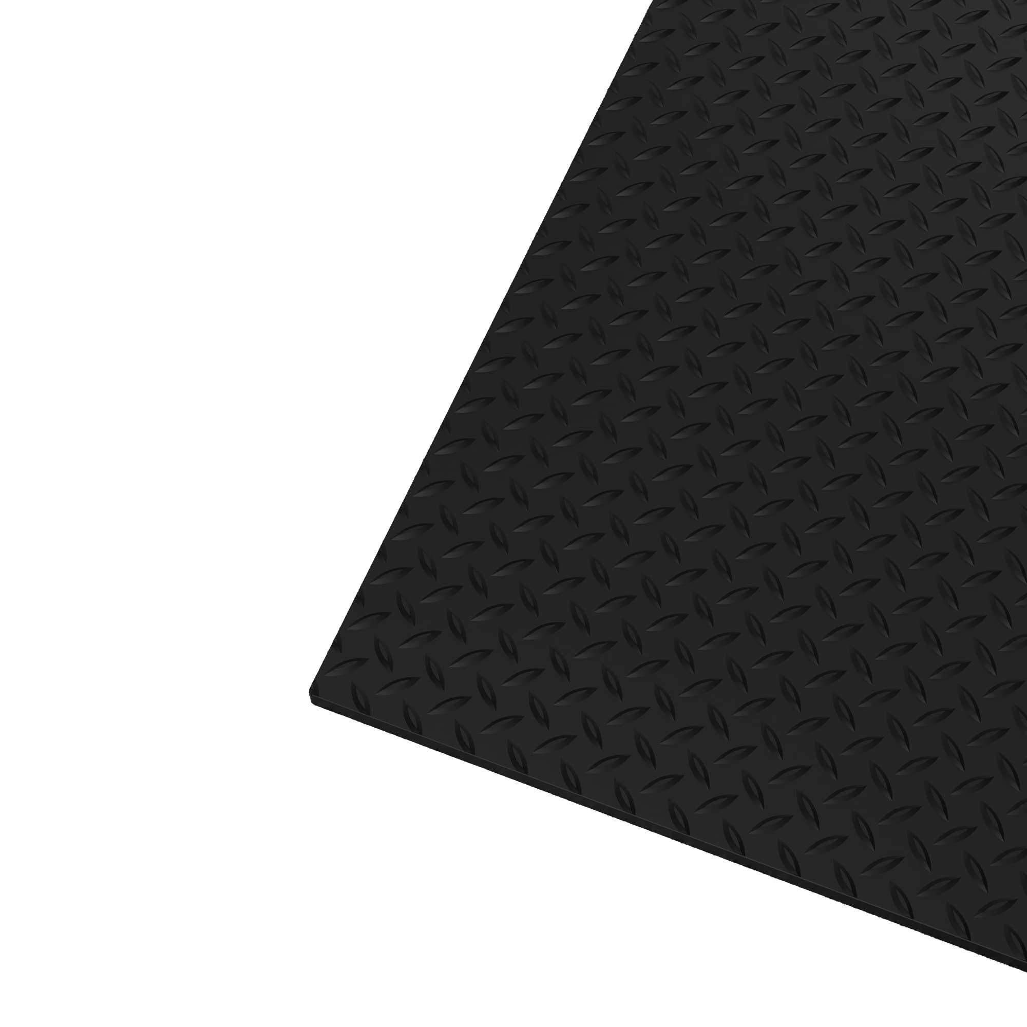 170aa8c0324caabc0e8416abc893dfae575571cf7c2ef785896395e49618429e.jpg WorkForce Black 24 in. x 8 ft. Vinyl Diamond Plate Commercial Grade Matting - Image 1