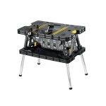 Keter Folding Compact Workbench Sawhorse Work Table with Clamps 1000 lb Capacity
