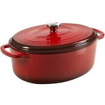 Lodge 7 Quart Enameled Cast Iron Oval Dutch Oven Red