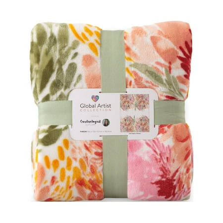 17833dbabc9090ecbcfe67826ee66c99357e20a9b6cdfca68c6f39be1030ee8e.jpg Berkshire Blanket Artist Series Throw Orange Printed VelvetLoft Throw 50 x 72 Machine Washable, Size: 72 x 50 - Image 1