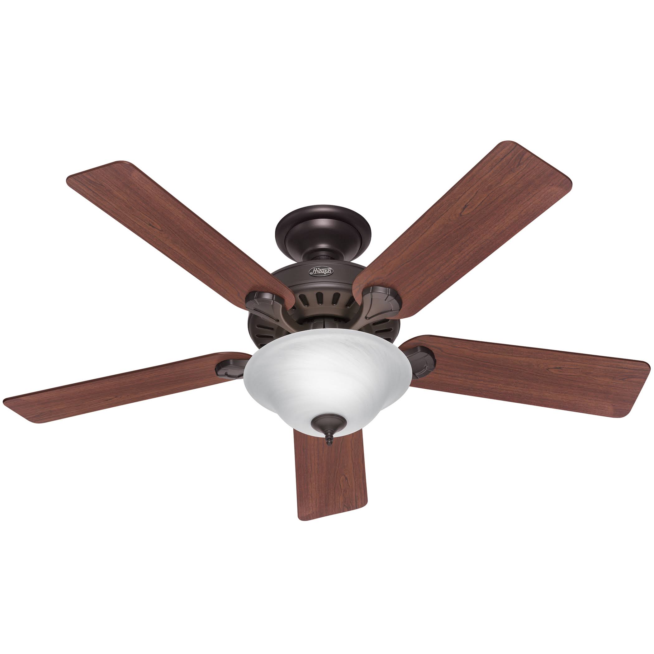 17bb40cac661fc8889074c699c1cafd488c2a0e1204f2c784f68d8adb3cb1e06.jpg Hunter Pro's Best Five Minute 52" Ceiling Fan with Light - New Bronze - Dark Cherry/Medium Oak Blades - Image 1