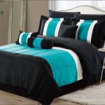 Empire 8-Piece Oversized Teal Blue & Black Comforter Set Bedding with Sheet Set (Queen)