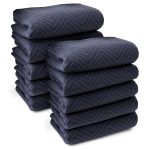 Sure-Max 10 Moving & Packing Blankets - Pro Economy - 80" x 72" (35 lb/dz Weight) - Professional Quilted Shipping Furniture Pads Navy Blue and Black