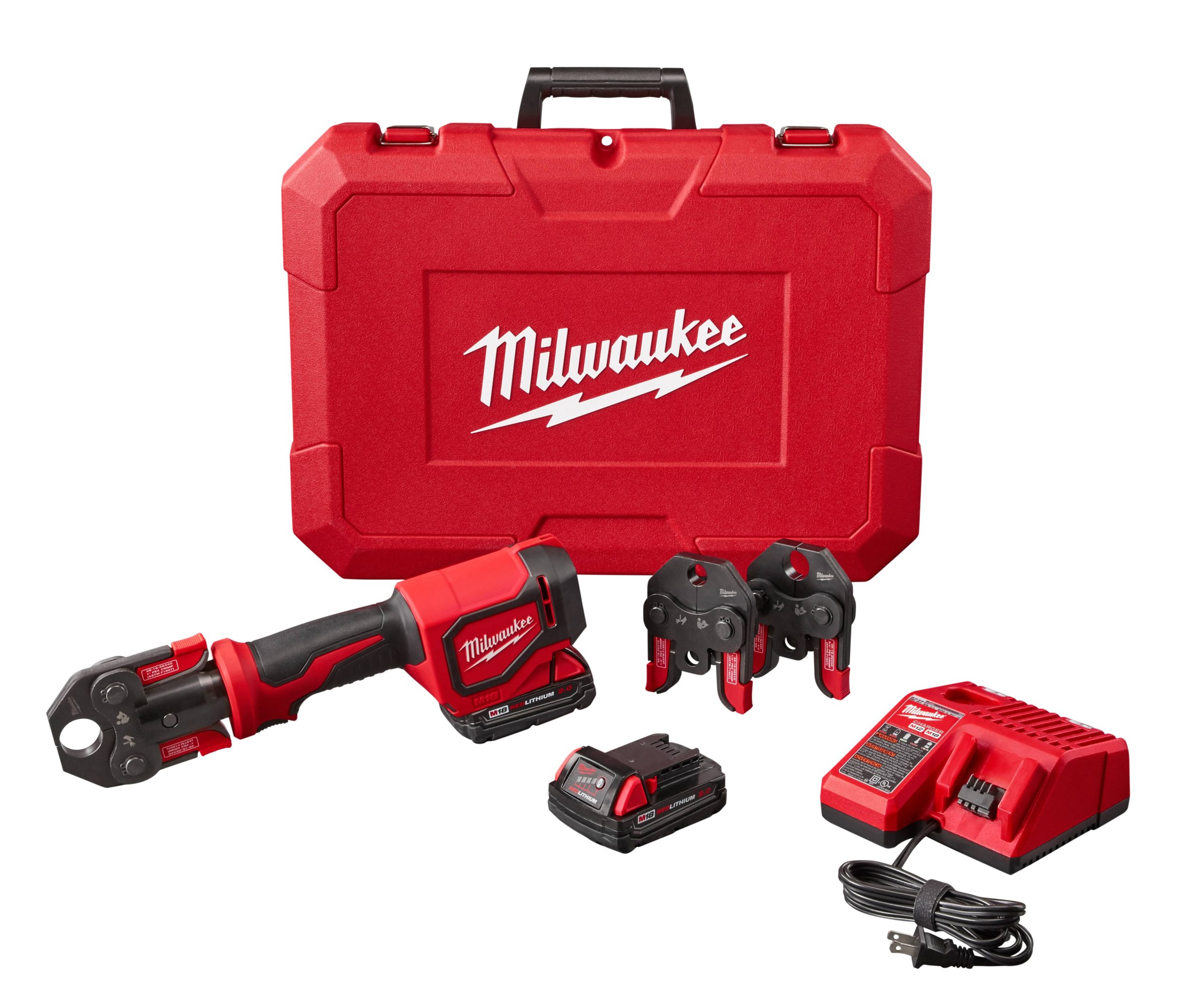 17ec064d78a1f54eae2cab996bc49f41b825e368ab85ee12add770b6e1ffb25e.jpg Milwaukee 2674-22C M18 Short Throw Press Tool Kit W/PEX Crimp Jaws-Instock - Image 1