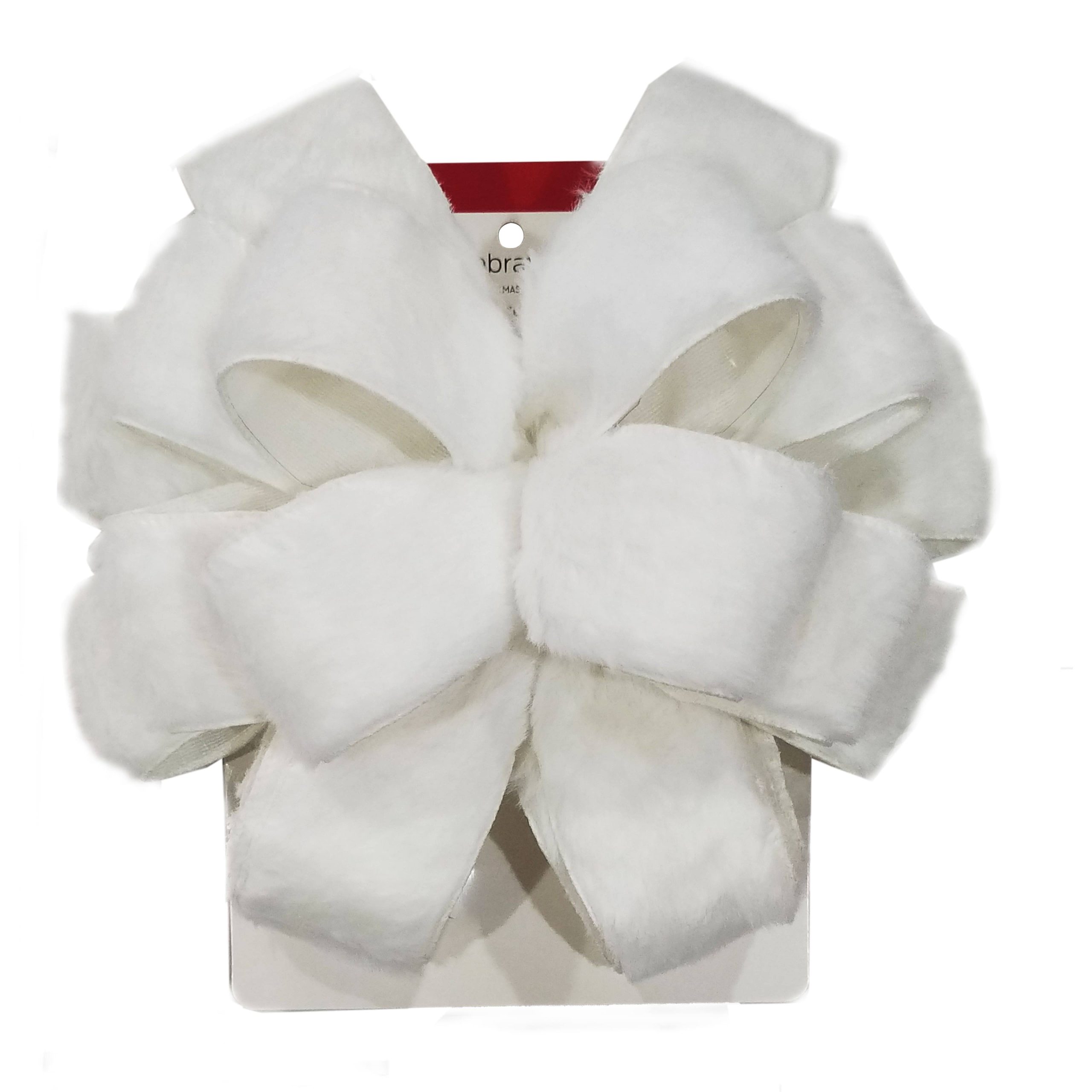 17f1abfb8298fb507c1ddbb63d597cf2da0f8e7218949ded7dd40dc787aa40b1.jpg 20.5" White Faux Fur Christmas Tree Bow Topper by Ashland -Christmas Tree Topper - Image 1