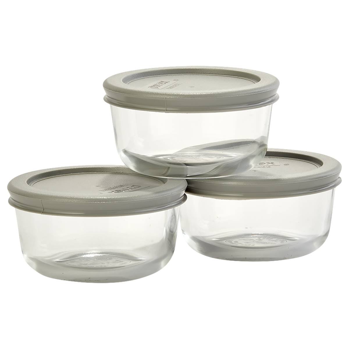 186712a5c3402121e53596dcbfe85453cbe55e94f42377a3c2f5d00ab5b41622.jpg Pyrex 1 Cup Round Food Storage Container Set - Gray - Image 1