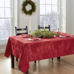 Elrene Poinsettia Elegance Jacquard Holiday Tablecloth - 60" x 102" - Red