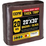 Core Tarps 20 ft. x 30 ft. Tarp. 20 mil. Brown/Black(Brown/Black/20 X 30)