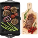 Chefman Electric Smokeless Indoor Grill with Non-Stick Cooking Surface & Adjustable Temperature Knob from Warm to Sear for Customized BBQ Grilling