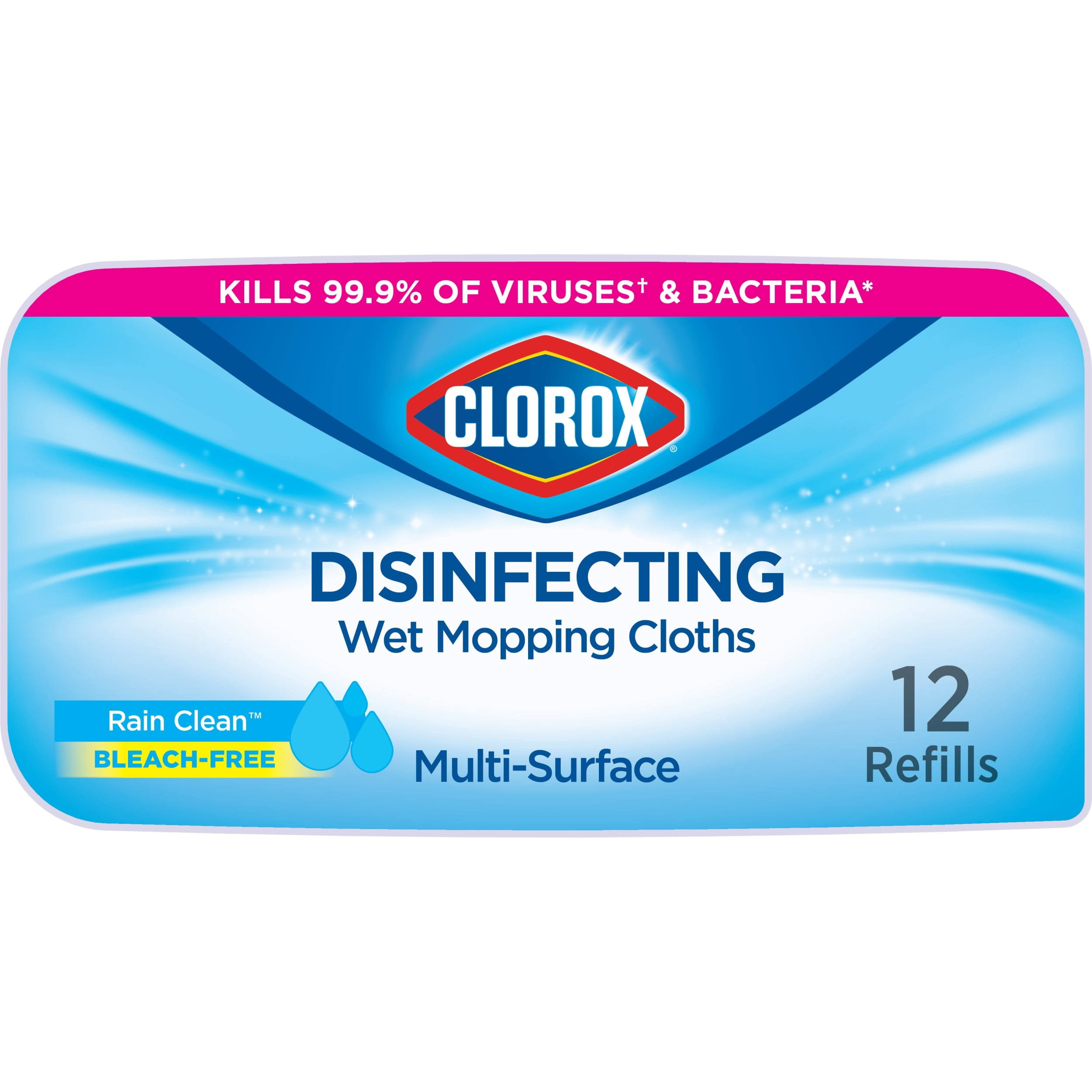 Clorox Scentiva Wet Mopping Cloths, Disinfecting, Rain Clean - 12 wet refills [1 lb 5.5 oz (608 g)]