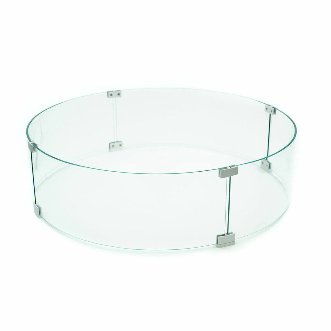 18a4464f8dd0dd1687c6a9f75f9ce579b258f962e34a993693bd7e1476d06c16.jpg AMS Fire Pit Table Round Glass Wind Guard 36" Diameter - 1/4" Thick Glass - Fire Flame Guard AMS Fireplace Size: 8" H x 36" W x 36" D - Image 1