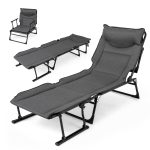 Tangkula 3 in 1 Folding Camping Cot Comfy Padded Convertible Single Sofa Chair