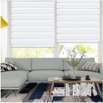 Luckup Horizontal Window Shade Blind Zebra Dual Roller Blinds Day and Night Blinds Curtains,Easy to Install 35.4" x 59", White