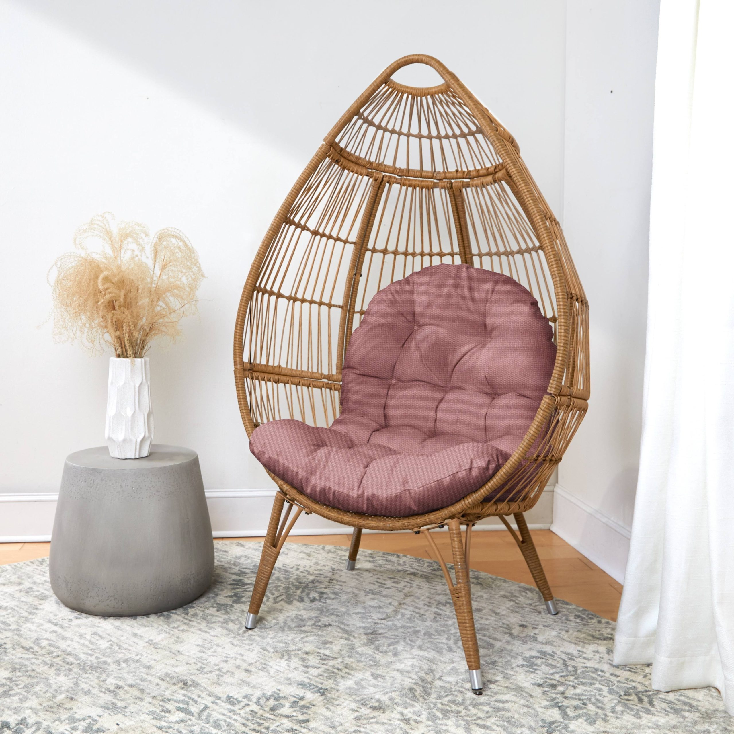 18aa0177a843e8fab68b81431413338e70f3b5c02a28eed0dfe2560a33f26efe.jpg Humble + Haute Indoor Egg Chair Cushion (Cushion Only) - 44 x 27 x 4 - Mauve - Image 1