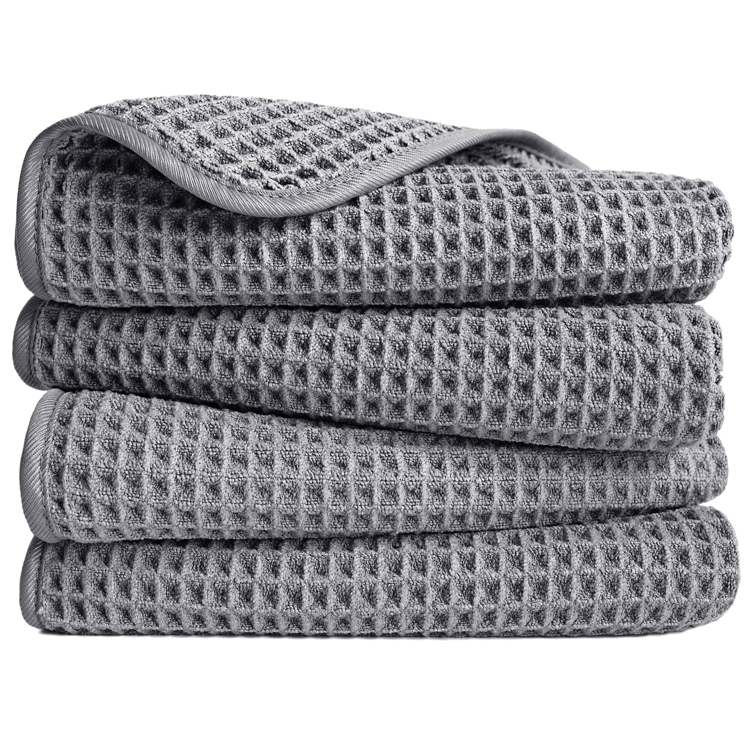 18e68f7f89ba0452a76efea92f5e62f0ddd4d74d267df8bb023f64876ba8ce0e.jpg POLYTE Microfiber Lint Free Hand Towel, 16 x 30 in, 4 Pack (Gray, Waffle Weave) - Image 1