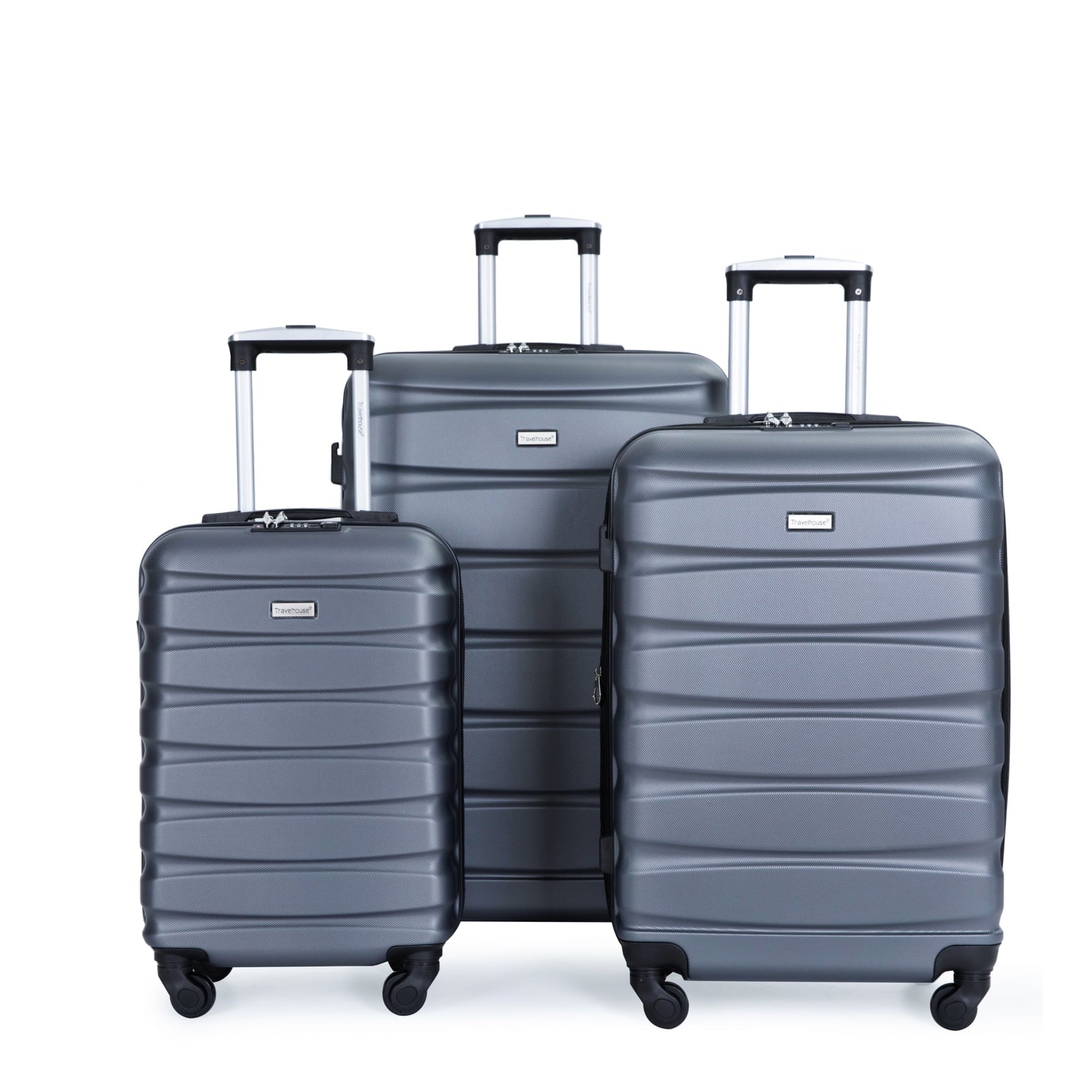 18e9a0b6fb5192519eb5901b02fe07429e8028cbd84e2a0c866d6f9820ae90fb.jpg Travelhouse 3 Piece Luggage Set Expandable Hardshell Lightweight Suitcase with TSA Lock Spinner Wheels 20in24in28in.(Gray) - Image 1