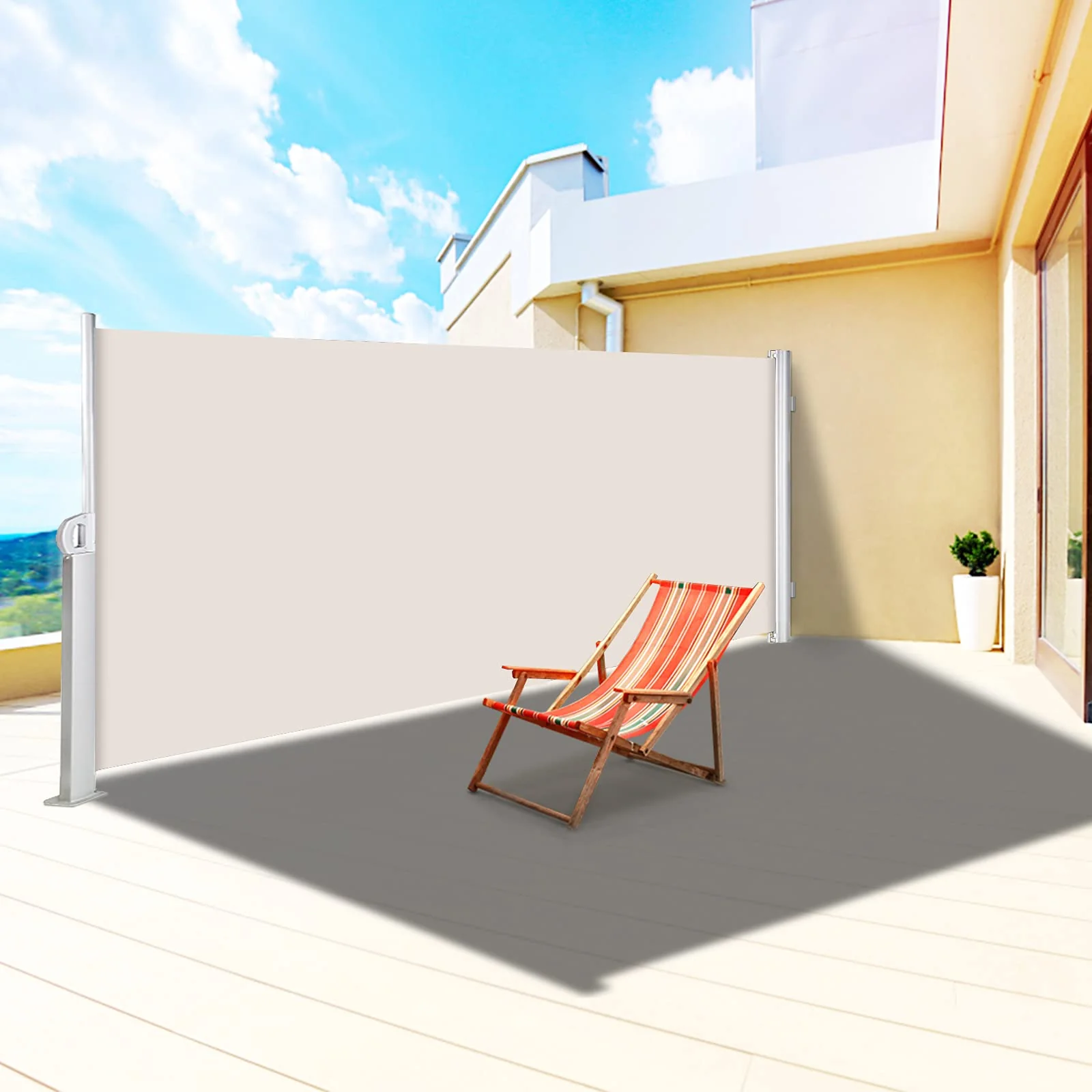 18f5eb43f0271098bd9f3147368758be05d4b6e30e64d9bafc90eb63769a34f9.webp VEVOR Retractable Side Awning. Outdoor Privacy Screen - Image 1
