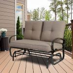 Charlton Home Kimberly Rocking Glider Bench with Cushions Brown