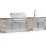 Outdoor Kitchen Signature Series 11 Piece Cabinet Set with 40 in. Liquid Propane Gas Platinum Grill NewAge Products