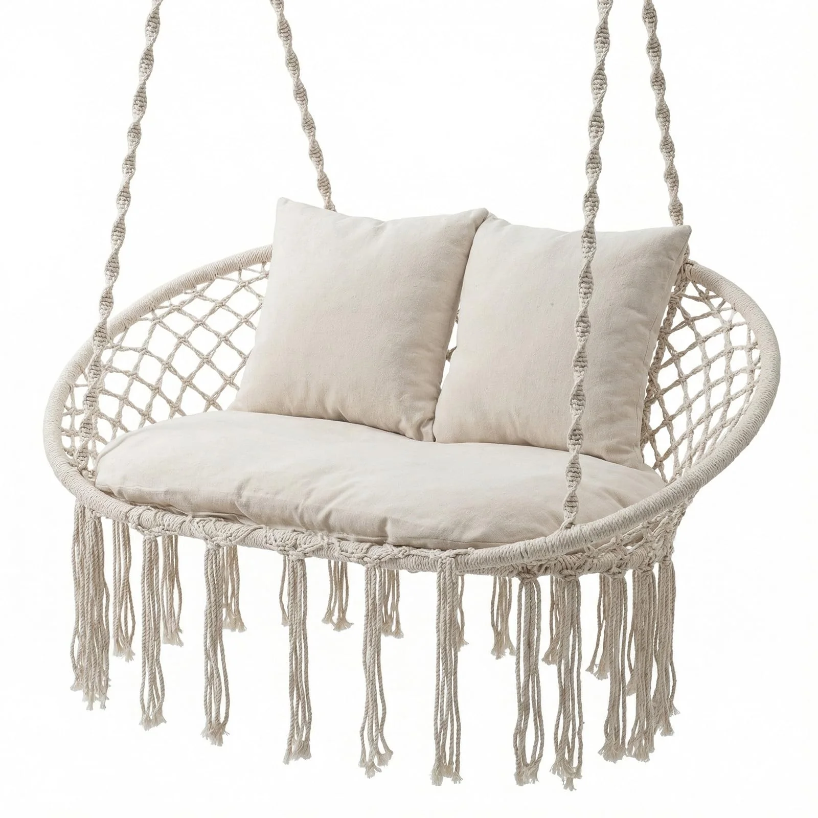 1916b6e81ba097128dec07eb106722ed6ebaffc2d84e3a10e8b7b6b7ae8c400a.webp Tangkula 2-Person Hanging Hammock Chair Boho Style Macrame Hammock Swing - Image 1