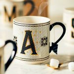 Anthropologie Home Bold Tile Monogram Mug