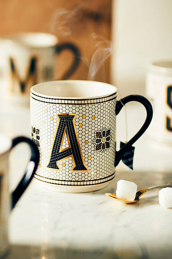 1928f267e13e1bc00b9a92c7ea18cef4816b420a5da750201ee8e9e65223d437.jpg Anthropologie Home Bold Tile Monogram Mug - Image 1