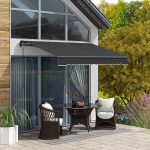 Outsunny 8' x 6.5' Retractable Awning Sunshade Shelter with Manual Crank Handle, Dark Gray