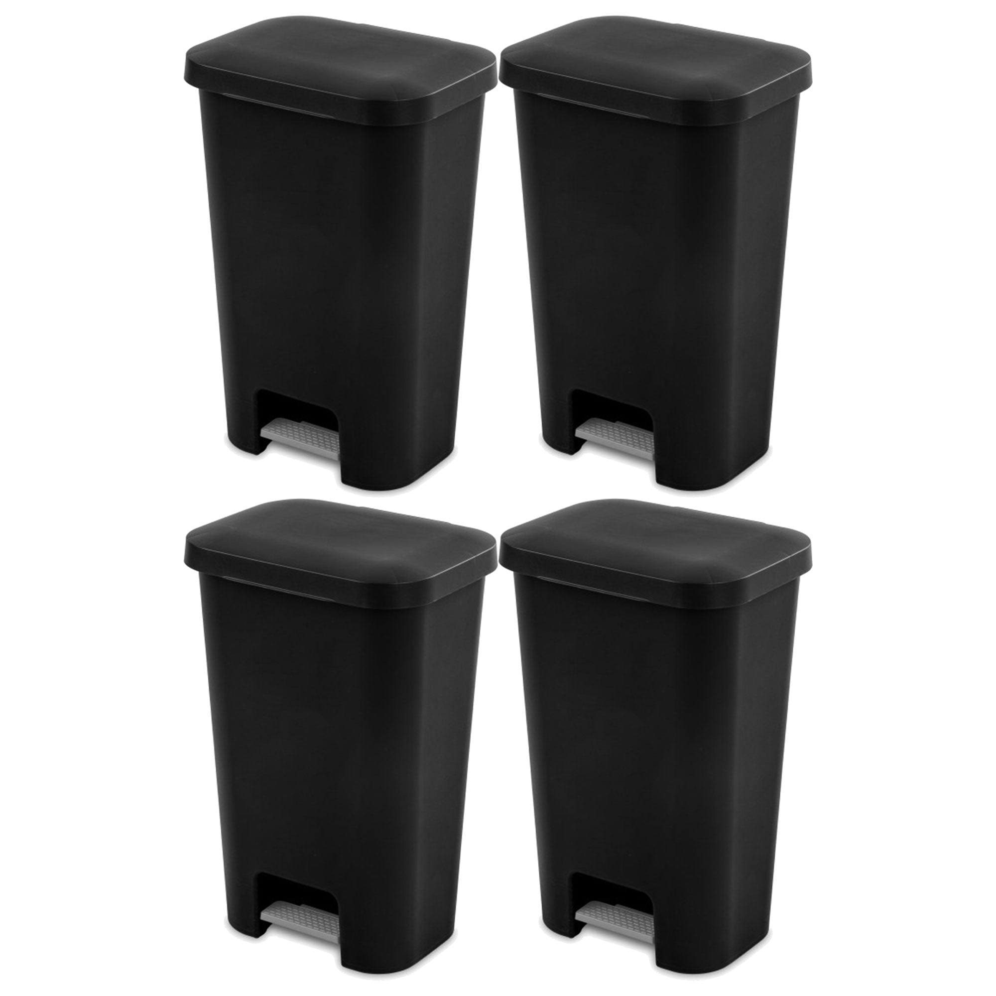 1992ee91ff0b238c84e0a77749361683e9cb96fc865a76e10e0d3701724d8d97.jpg Sterilite 11.9 Gal Rectangle Step On Trash Kitchen Wastebasket, Black (4 Pack) - Image 1