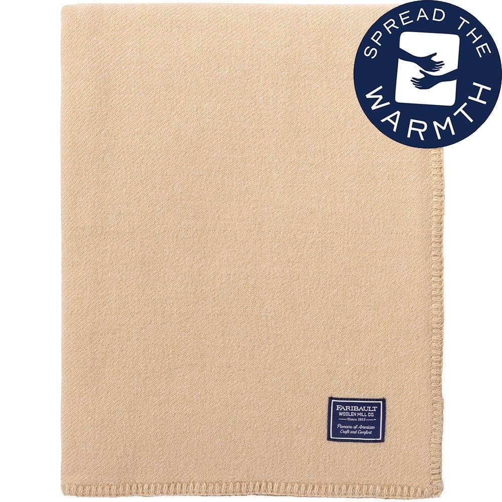 19965b41506cea5c73086cb369c0912eaffe4f4fd931361402236cf50813c4ed.jpg Faribault Mill | Pure & Simple Wool Blanket | Camel | King - Image 1