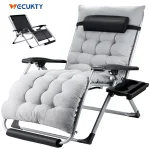 Oversized Zero Gravity Chair, VECUKTY Oversized XL Ergonomic Patio Recliner Folding Reclining Chair for Indoor and Outdoor, Gray