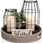 Rustic Farmhouse Lantern Decor - Stylish Decorative Lanterns for Your Living Room, Fireplace Mantle or Kitchen Dining Table - Modern Upscale Beauty