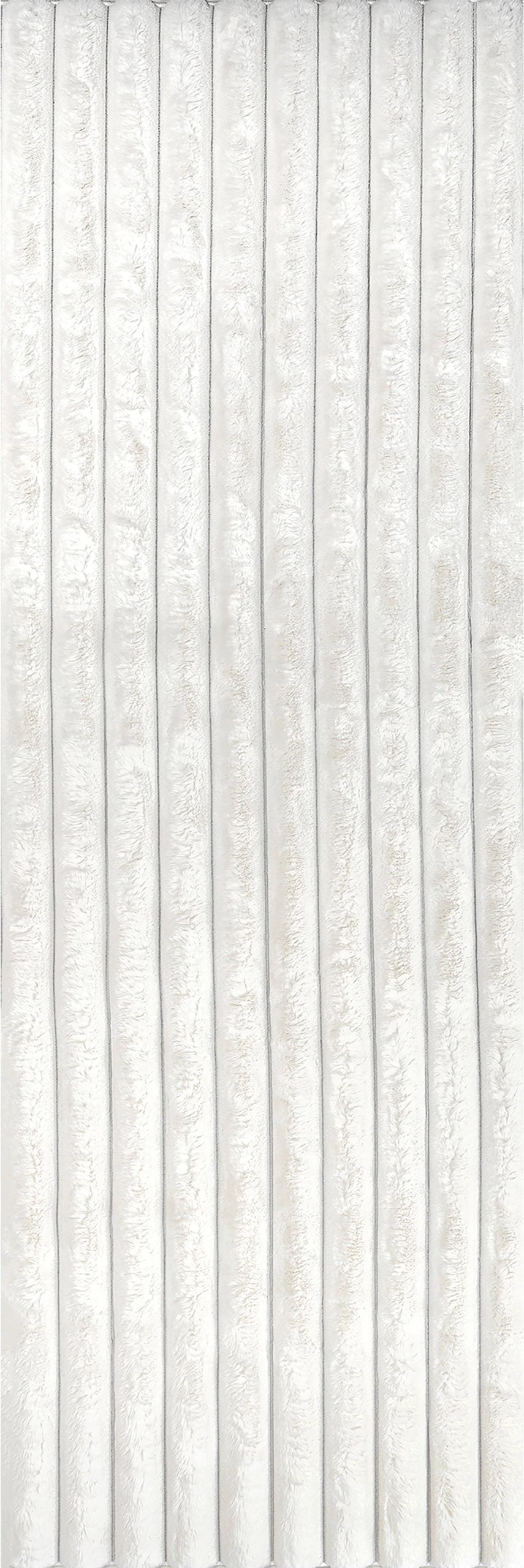 1a00bcb6767984dad4ea0ee77818b94cdd750fad94e4ac4dfcc15fc7dbc28578.jpg nuLOOM Kai Stripe Faux Rabbit Machine Washable Runner Rug - White 2' 6" x 8' - Image 1