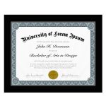Americanflat Diploma Frame 8.5" x 11" with Table Stand - Black Wood and Glass