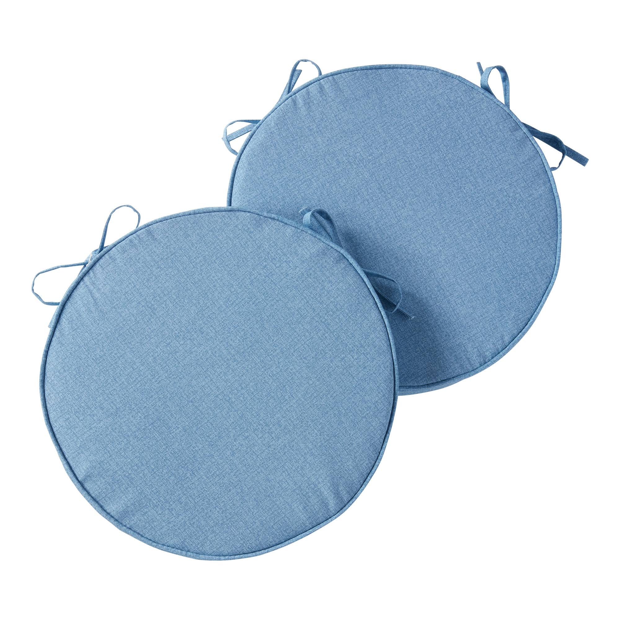 1a2359c9320185d3ed515677dbf145b9793e6a806e6180e26121d8cf67689749.jpg Greendale Home Fashions 18 inch x 18 inch Denim Round Outdoor Chair Pad (Set of 2) - Image 1