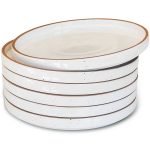Mora Ceramic Flat Plates Set of 6-8 in - The Dessert, Salad, Appetizer, Small Lunch, Etc Plate. Microwave, Oven, and Dishwasher Safe, Scratch
