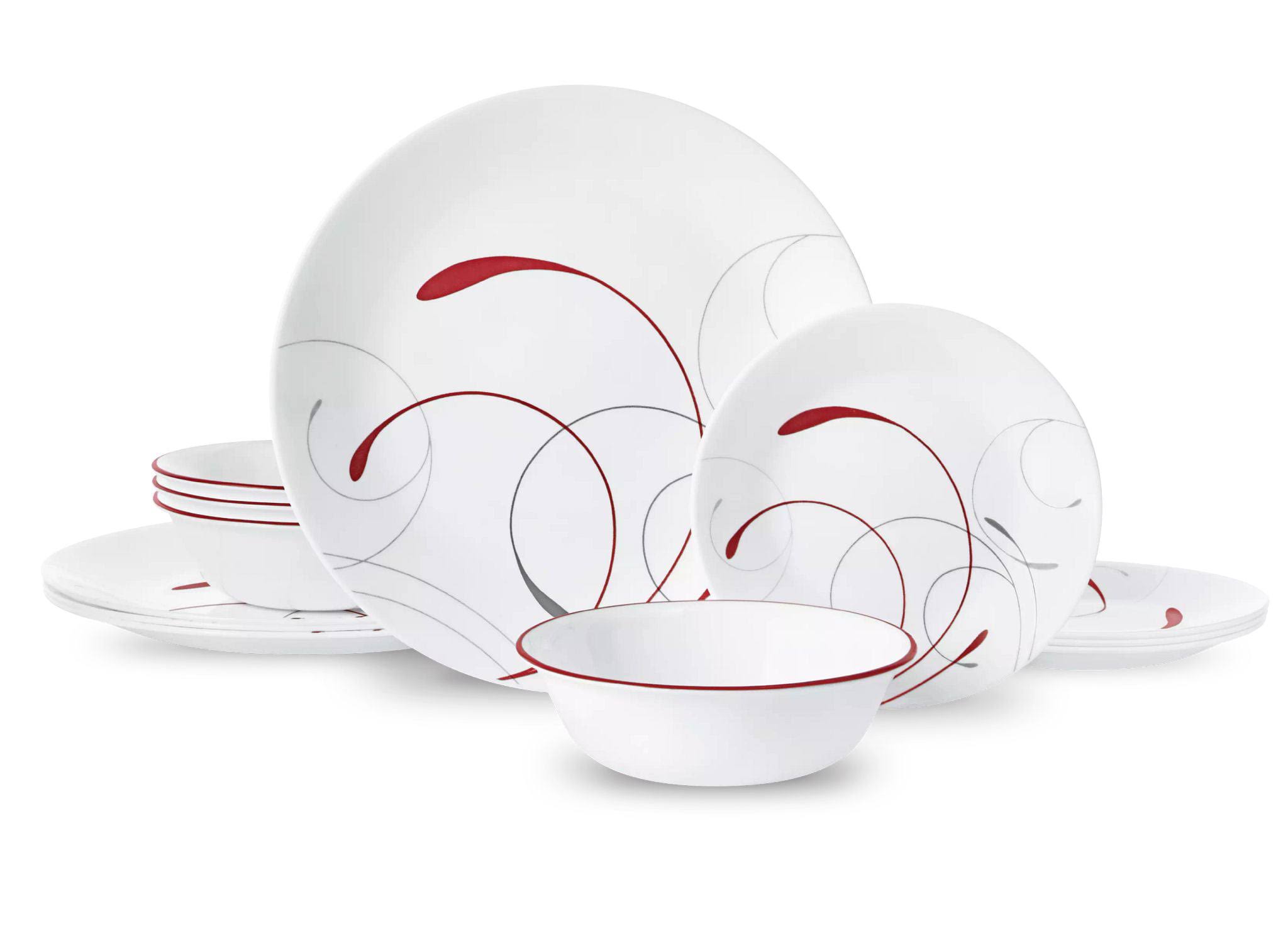 1a628fb4aeb1019b0de37b9b9e7e34194d8c49d8656ac1c2aec090fc7e342e13.jpg Corelle Splendor, White and Red, 12 Piece, Dinnerware Set - Image 1