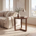 Tangkula Farmhouse Side Table | 22.5" Round End Table with Solid Rubber Wood Legs (1/2)
