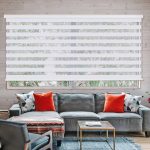 Royalcraft Cordless Zebra Blinds for Windows,20 inch W x 72 inch H White Dual Layer Zebra Roller Shades Blinds for Windows, Sheer or Privacy Light