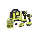 Ryobi PSBCK01K-A98401 One+ HP 18V Brushless Cordless Compact 2-Tool Combo Kit w/Drill, Impact Driver, Batteries, Charger, Bag, & 40pc Bit Set