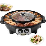 VEVOR 2 in 1 Electric BBQ Pan Grill Hot Pot Portable Hot Pot BBQ Grill 2200W FTSS2200W110VHHAWV1