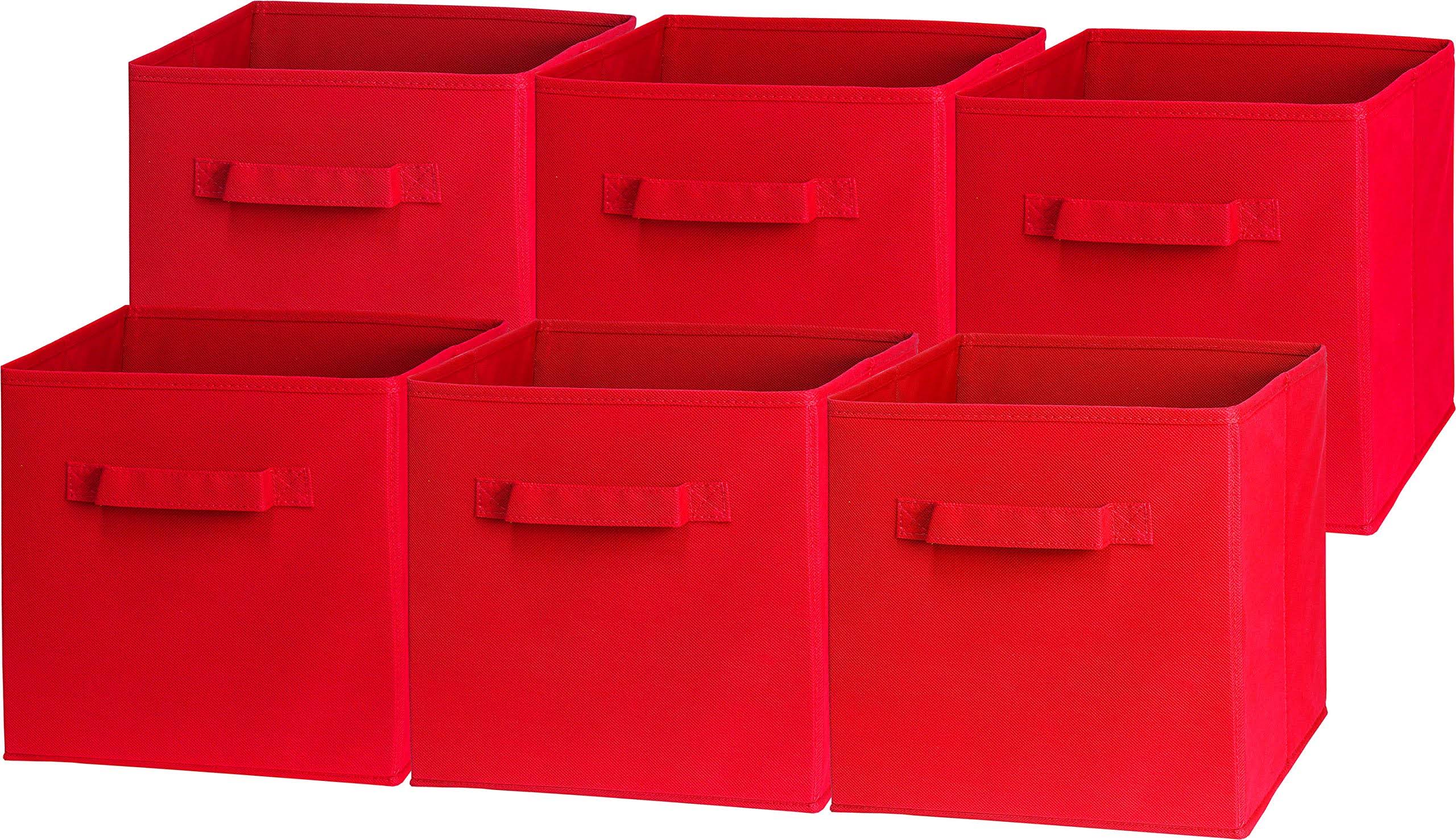 1acb11cd62267d64abe82d864c8b2f1accc545b844a59417934ff234e1a145b4.jpg 6 Pack - SimpleHouseware Foldable Cube Storage Bin Red - Image 1
