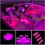 Car LED Strip Light, EJ's Super Car 4pcs 36 LED Car Interior Lights Under Dash Lighting Waterproof Kit,Atmosphere Neon Lights Strip for Car,DC 12V